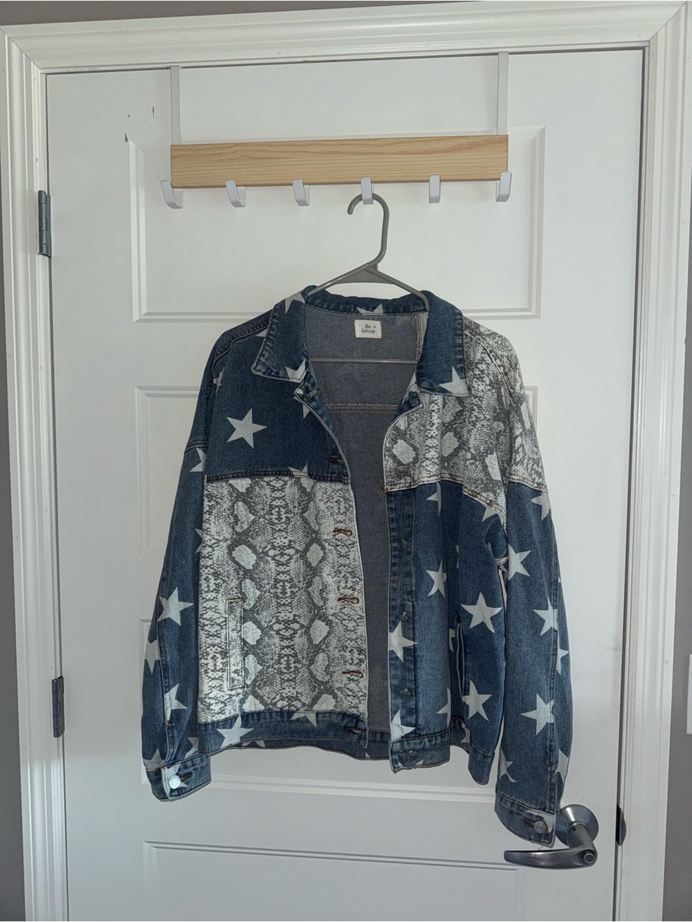 Blue Star & Snake-Print Denim Jacket